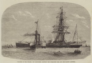 Colisão no Tâmisa, ao largo de Gravesend, entre o navio a vapor Iona e a Barque Agenoria